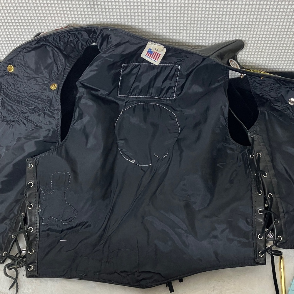 Harley Davidson, black Leather Vest - Picture 7 of 13